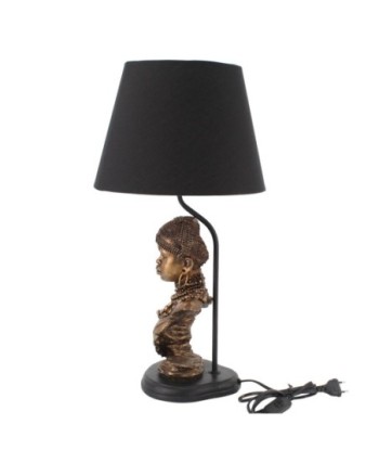 By SIGRIS Lámpara con Figura Africana Dorado de Resina 58*30*30cm Lámpara de sobremesa