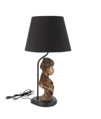 By SIGRIS Lámpara con Figura Africana Dorado de Resina 58*30*30cm Lámpara de sobremesa