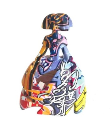 By SIGRIS Figura Menina Grafiti Multicolor de Resina 28*15*24cm Figura de Persona