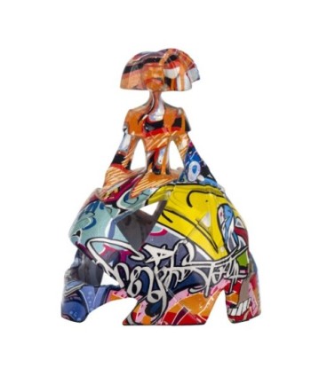 By SIGRIS Figura Menina Grafiti Multicolor de Resina 15*8*12cm Figura de Persona