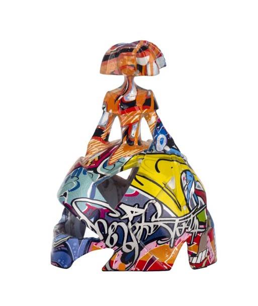 By SIGRIS Figura Menina Grafiti Multicolor de Resina 15*8*12cm Figura de Persona