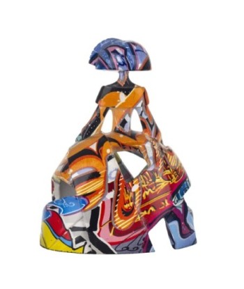 By SIGRIS Figura Menina Grafiti Multicolor de Resina 15*8*12cm Figura de Persona