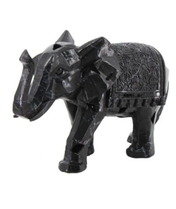 By SIGRIS Figura Elefante Negro de Resina 19*12*29cm Figura de Elefante