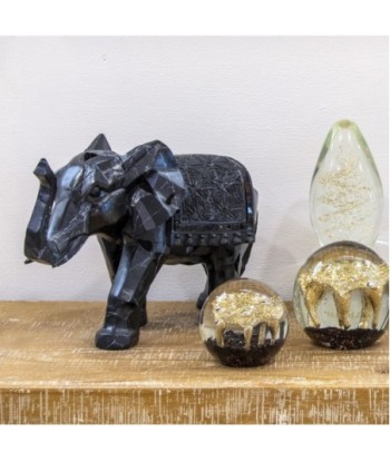 By SIGRIS Figura Elefante Negro de Resina 19*12*29cm Figura de Elefante