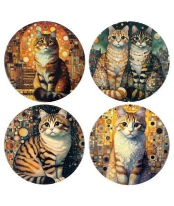 Posavasos de Gato Cerámicos, Set de 4, Decorativos y Funcionales para el Hogar, Regalos Originales para Amantes