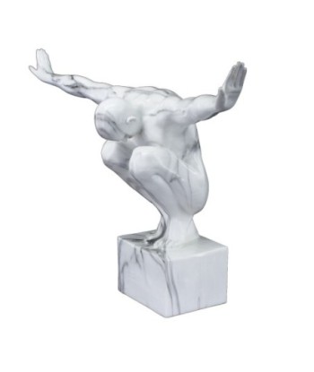 By SIGRIS Figura Hombre Desnudo Blanco de Resina 33*15*49cm Figura de Persona
