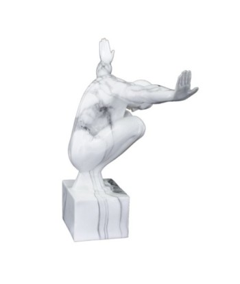 By SIGRIS Figura Hombre Desnudo Blanco de Resina 33*15*49cm Figura de Persona