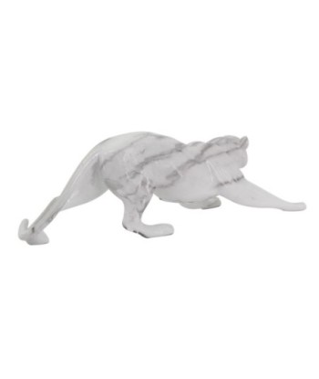 By SIGRIS Figura Leopardo  Blanco de Resina 10*6*28cm Figura de Animal