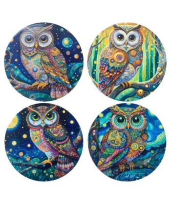 Posavasos de Cerámica Búho, Juego de 4, Decorativos y Funcionales para Regalos Originales en Hogar y Oficina