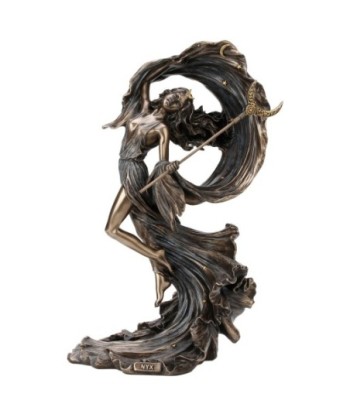 By SIGRIS Figura Diosa Griega Nyx Gris de Resina 27X11X16cm Figura Bronce Figuras Decorativas Decoracion Original
