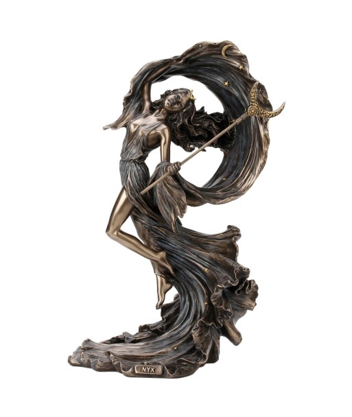 By SIGRIS Figura Diosa Griega Nyx Gris de Resina 27X11X16cm Figura Bronce Figuras Decorativas Decoracion Original