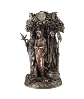 By SIGRIS Figura Diosa Triple Celta Gris de Resina 26X14X14cm Figura Bronce Figuras Decorativas Decoracion Original