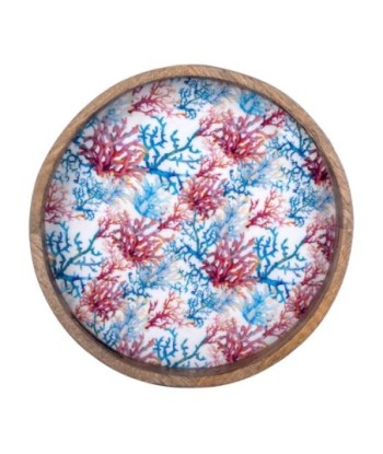 Signes Grimalt By SIGRIS - Bandeja Redonda Coral Azul de Madera | Bandeja Platos Rectangulares Plato Rectangular