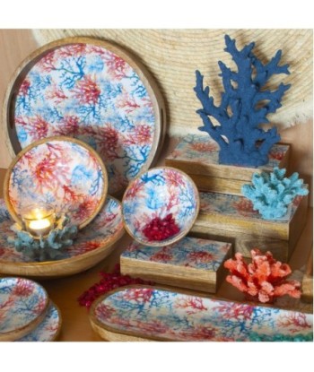Signes Grimalt By SIGRIS - Bandeja Redonda Coral Azul de Madera | Bandeja Platos Rectangulares Plato Rectangular