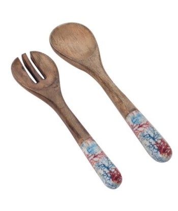 ORIGEN Home Decor - Tenedor y cuchara coral Pack 2 Unidades Cocina | Cajas Y Bandejas Azul - 2x9x34 cm