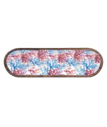 ORIGEN Home Decor - Bandeja ovalada coral  Cocina | Cajas Y Bandejas Azul - 2x13x46 cm