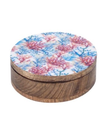 Signes Grimalt By SIGRIS - Caja redonda coral Azul de Madera | Caja Mueble Almacenamiento Caja De Almacenamiento