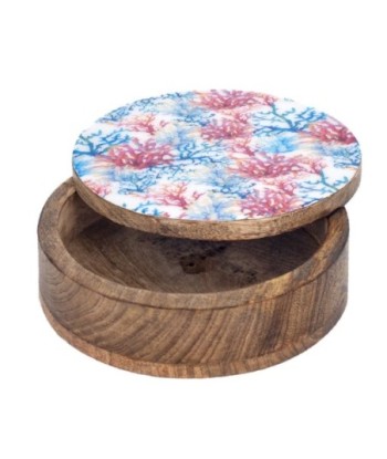 Signes Grimalt By SIGRIS - Caja redonda coral Azul de Madera | Caja Mueble Almacenamiento Caja De Almacenamiento