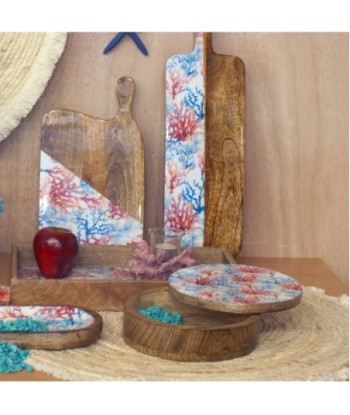 Signes Grimalt By SIGRIS - Caja redonda coral Azul de Madera | Caja Mueble Almacenamiento Caja De Almacenamiento