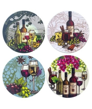 Posavasos de Cerámica Multicolor para Vino - Juego de 4, Diseño Elegante y Funcional, Ideal para Regalos y Celebraciones