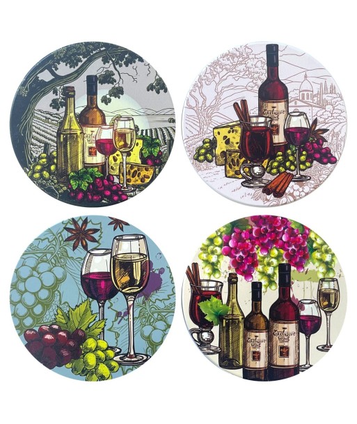 Posavasos de Cerámica Multicolor para Vino - Juego de 4, Diseño Elegante y Funcional, Ideal para Regalos y Celebraciones