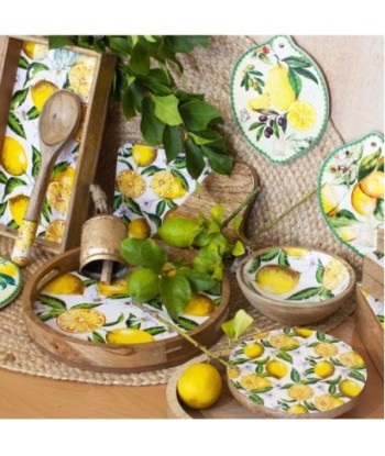 Signes Grimalt By SIGRIS - Cuenco Bowl con limones Verde de Madera | Bandeja Platos Rectangulares Plato Rectangular