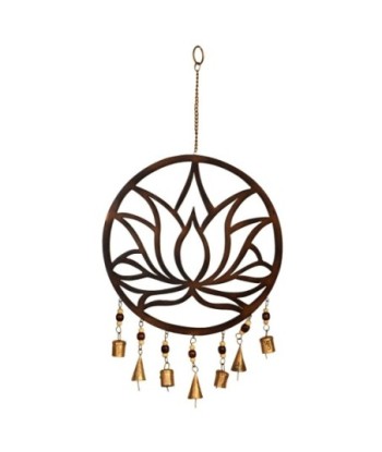 By SIGRIS Colgante Flor Loto Negro de Metal 46*2*26cm Colgante