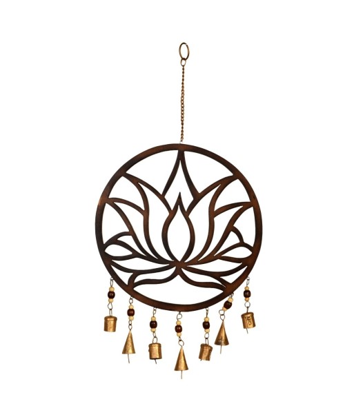 By SIGRIS Colgante Flor Loto Negro de Metal 46*2*26cm Colgante