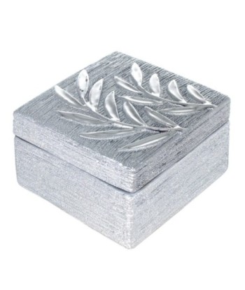 By SIGRIS Caja Almacenamiento PLATEADO de Ceramica  8*13*13cm Caja