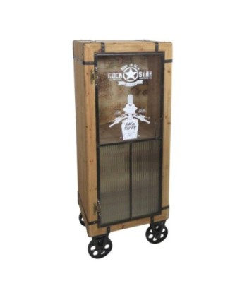 By SIGRIS Mueble Mesita con Ruedas Marrón de Madera 132X36X48cm Mueble Auxiliar Aparador Industrial Aparador Rustico