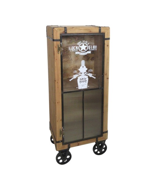 By SIGRIS Mueble Mesita con Ruedas Marrón de Madera 132X36X48cm Mueble Auxiliar Aparador Industrial Aparador Rustico