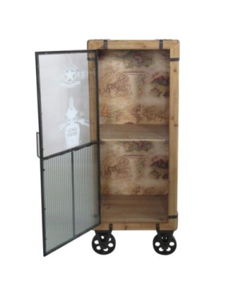 By SIGRIS Mueble Mesita con Ruedas Marrón de Madera 132X36X48cm Mueble Auxiliar Aparador Industrial Aparador Rustico