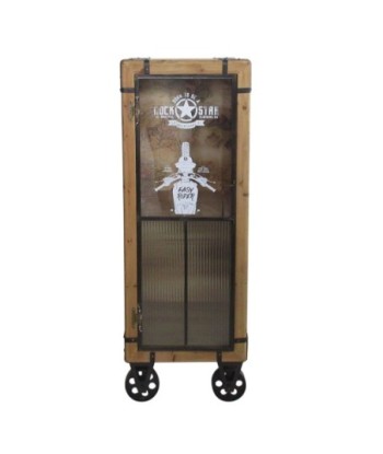 By SIGRIS Mueble Mesita con Ruedas Marrón de Madera 132X36X48cm Mueble Auxiliar Aparador Industrial Aparador Rustico