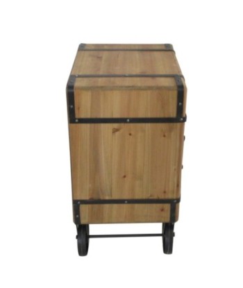 By SIGRIS Mueble Mesita con Ruedas Marrón de Madera 67X36X48cm Mesita Aparador Industrial Aparador Rustico