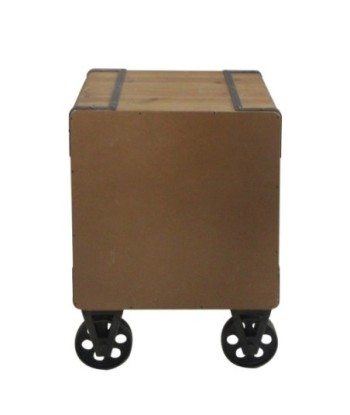 By SIGRIS Mueble Mesita con Ruedas Marrón de Madera 67X36X48cm Mesita Aparador Industrial Aparador Rustico