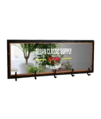 By SIGRIS Espejo con Percha Negro de Madera 40X10X100cm Espejo Espejo Redondo Madera Espejo Rustico