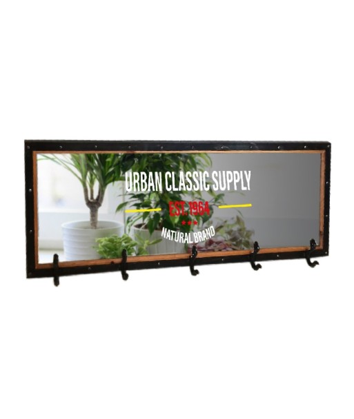By SIGRIS Espejo con Percha Negro de Madera 40X10X100cm Espejo Espejo Redondo Madera Espejo Rustico
