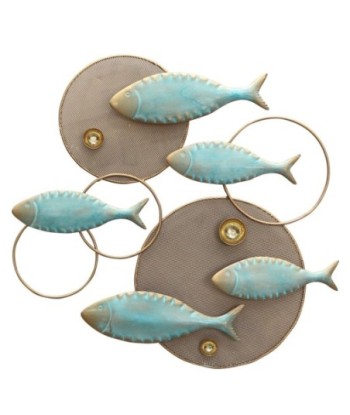 By SIGRIS Adorno Pared Peces Azul de Metal 50X4X50cm Aplique Metal Mandalas Decorativos Mandalas Decorativos Pared