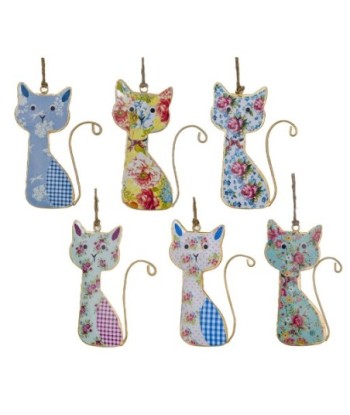 ORIGEN Home Decor - Colgante gato Pack 6 Unidades Decoracion | Colgantes Multicolor - 15x0x10 cm