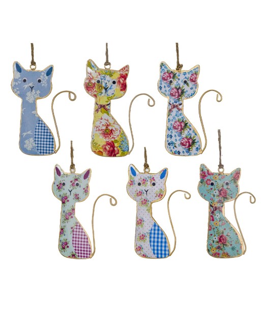 ORIGEN Home Decor - Colgante gato Pack 6 Unidades Decoracion | Colgantes Multicolor - 15x0x10 cm