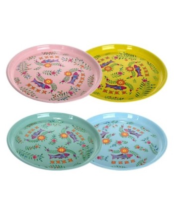 By SIGRIS Bandeja 4 Unidades Multicolor de Metal Esmaltado 3*33*33cm Set de 4 Unidades Bandeja
