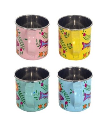 By SIGRIS Taza 4 Unidades Multicolor de Metal Esmaltado 9*9*12cm Set de 4 Unidades Taza
