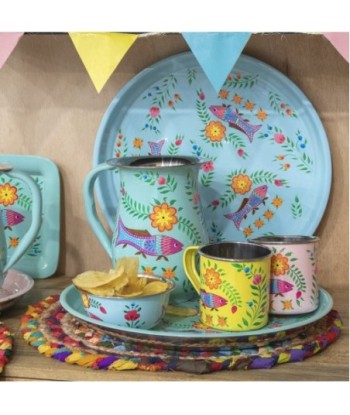 By SIGRIS Taza 4 Unidades Multicolor de Metal Esmaltado 9*9*12cm Set de 4 Unidades Taza
