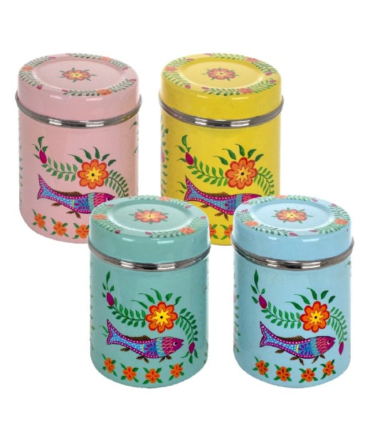 By SIGRIS Caja Mujer Índia 4 Uni. Multicolor de Metal Esmaltado 14*11*11cm Set de 4 Unidades Caja
