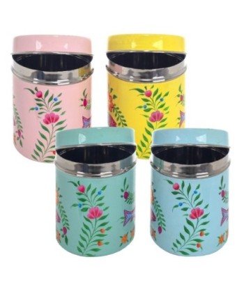 By SIGRIS Caja Mujer Índia 4 Uni. Multicolor de Metal Esmaltado 14*11*11cm Set de 4 Unidades Caja