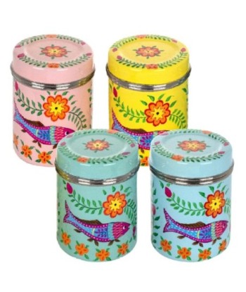 By SIGRIS Caja Mujer Índia 4 Uni. Multicolor de Metal Esmaltado 10*8*8cm Set de 4 Unidades Caja