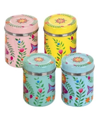 By SIGRIS Caja Mujer Índia 4 Uni. Multicolor de Metal Esmaltado 10*8*8cm Set de 4 Unidades Caja
