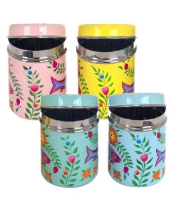 By SIGRIS Caja Mujer Índia 4 Uni. Multicolor de Metal Esmaltado 10*8*8cm Set de 4 Unidades Caja