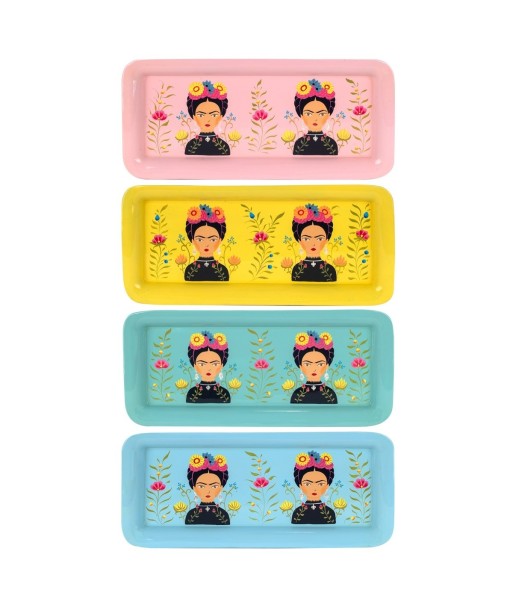 By SIGRIS Bandeja Larga 4 Unidades Multicolor de Metal Esmaltado 3*18*40cm Set de 4 Unidades Bandeja