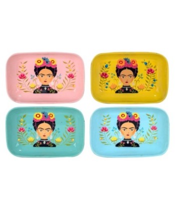 By SIGRIS Bandeja 4 Unidades Multicolor de Metal Esmaltado 3*12*17cm Set de 4 Unidades Bandeja